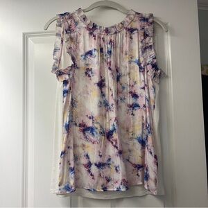 Dolan Pink and Blue Flutter Sleeve Blouse Women’s Size Small Multicolor